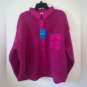 Columbia Women’s Sherpa Button Up Jacket with Collar Fuschia Size 2X